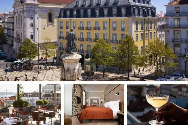 5 star hotels in Portugal: Stunning rooftop view from Bairro Alto Hotel in the heart of Lisbon, showcasing the iconic Chiado and Bairro Alto neighbourhoods.