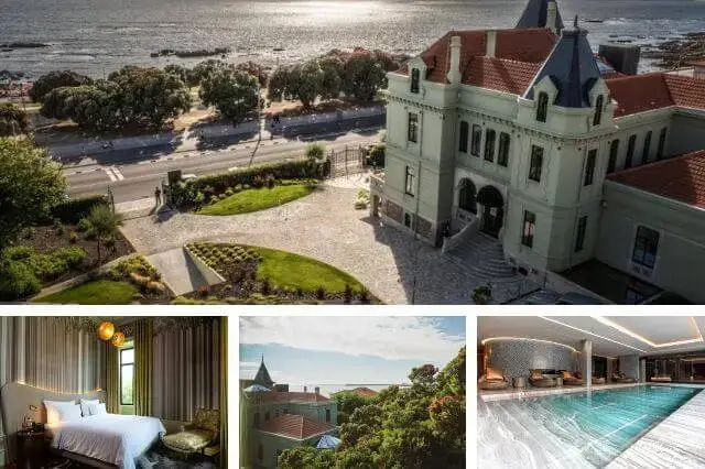 Vila Foz Hotel & Spa, a luxurious 5-star hotel in Porto, showcasing its grand 19th-century architecture and modern design elements.